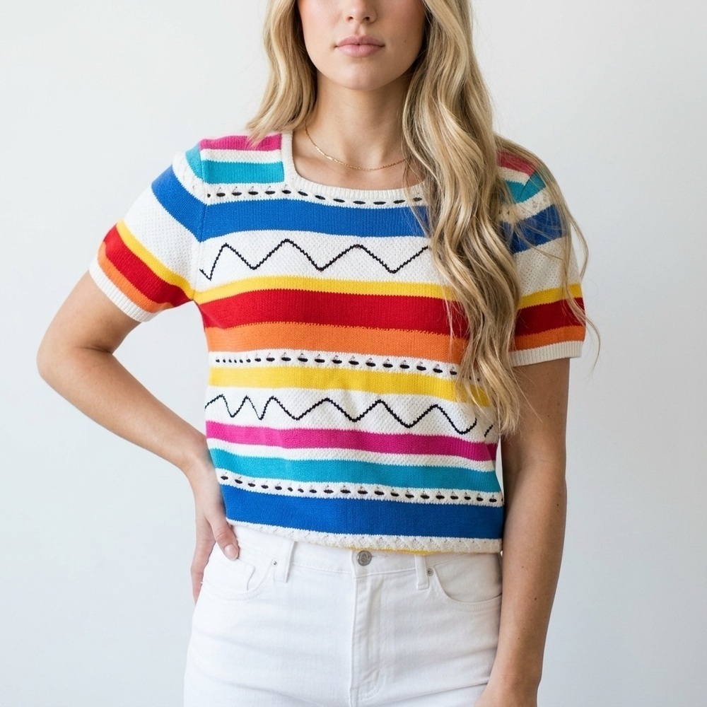 Vintage Alfred Dunner Knit short sleeve grandmacore  Cottagecore top